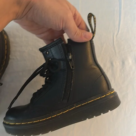 Dr. Martens 1460 Kids Boots - Black Smooth Leather with Side Zip - Size 9 - Picture 5 of 5